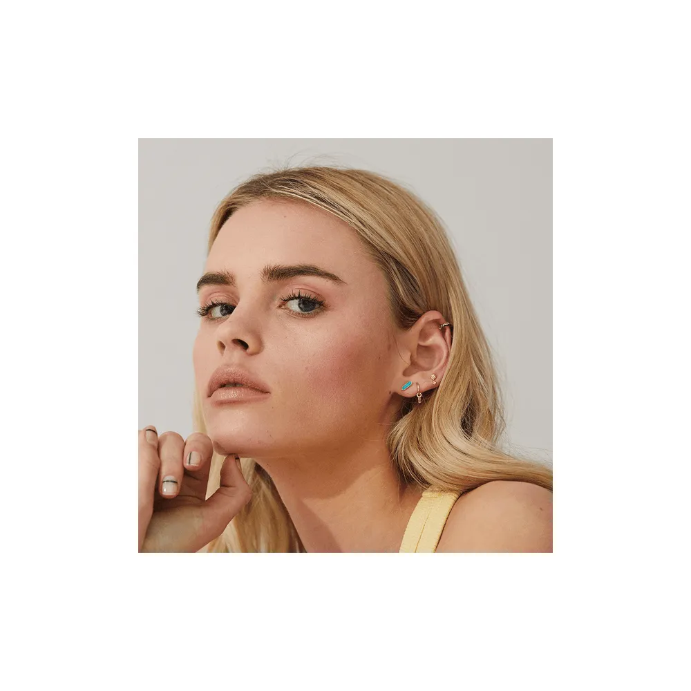 Mini Hexa Turquoise Stud Earring - Gold - ST-HEX-TUR
