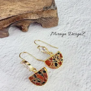 Mojave Turquoise Hook Earring - Orange Black Mojave Turquoise Hook Earring - Orange Black