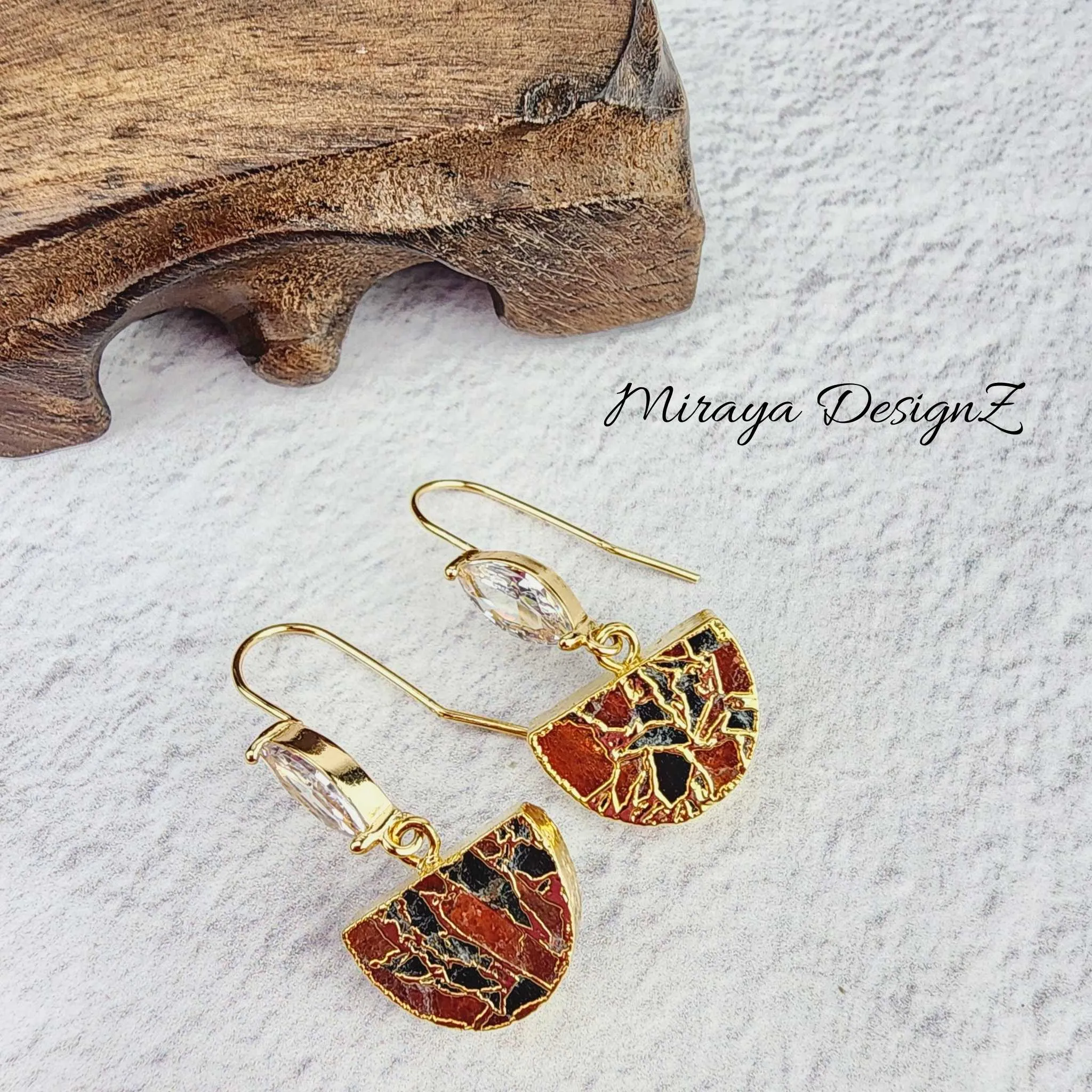 Mojave Turquoise Hook Earring - Orange Black