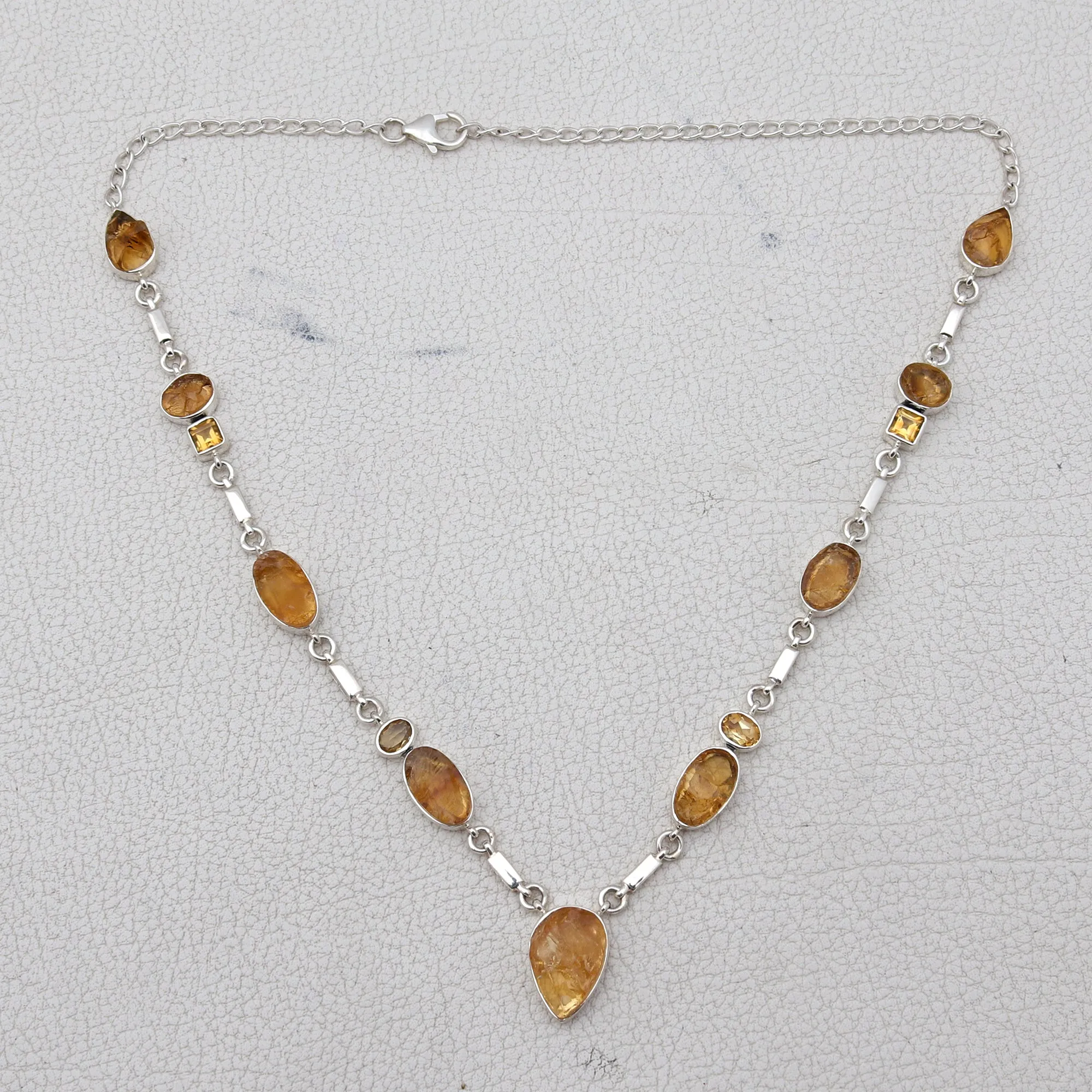 Natural Citrine silver Necklace