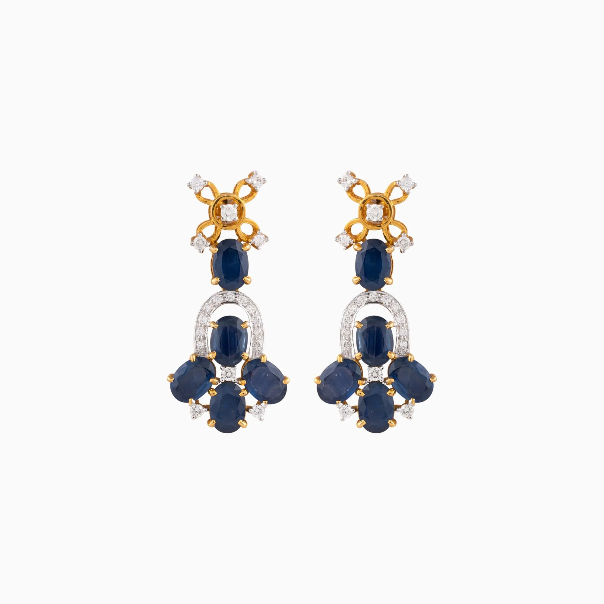 Necklace with Round Cut Diamond and Oval Cut Blue Sapphire -WDN865