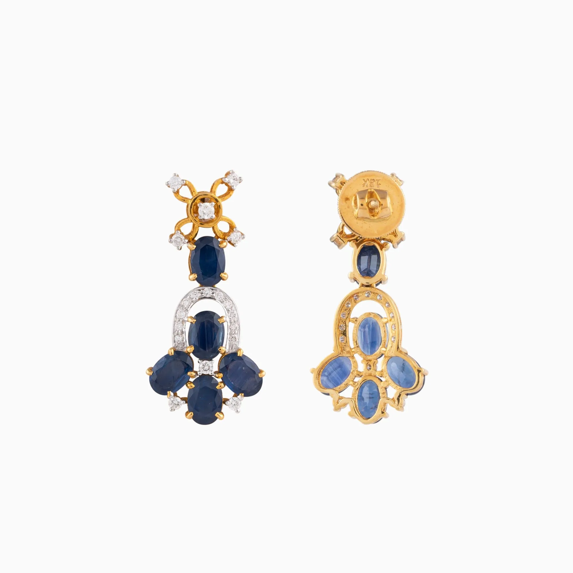 Necklace with Round Cut Diamond and Oval Cut Blue Sapphire -WDN865