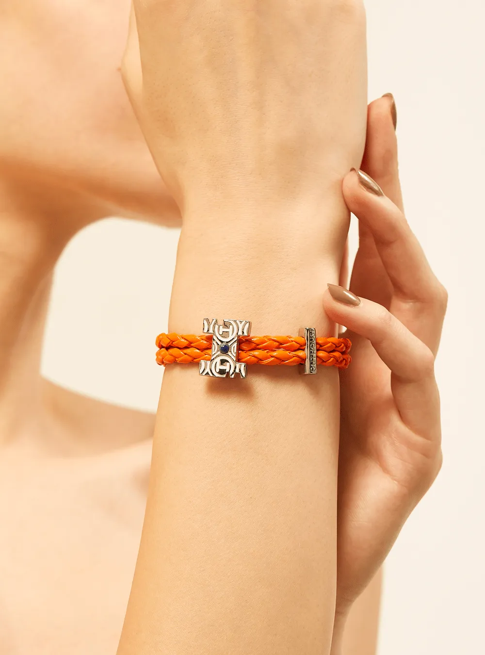OH Dopamine Bond Bracelet in Solar Orange, Silver Finish
