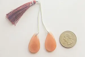 Peach Moonstone Pear Shape Matching Pair Briolette | 16x28mm | Side Drill | Hand Polished Natural Moonstone | Beadsforyourjewellery