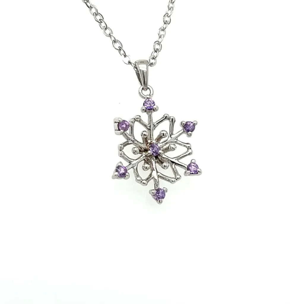 Purple Sapphire Snowflake Pendant on Chain with Diamonds by the yard at Regard Jewelry in Austin, Texas