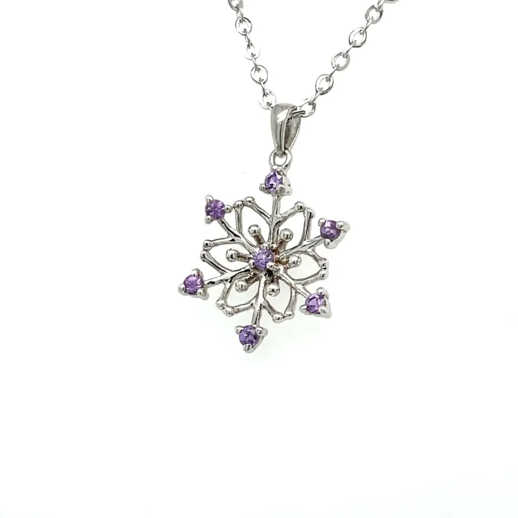 Purple Sapphire Snowflake Pendant on Chain with Diamonds by the yard at Regard Jewelry in Austin, Texas