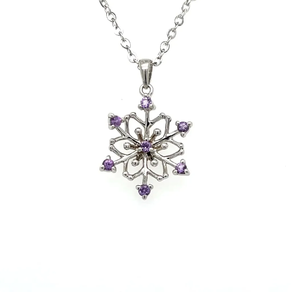 Purple Sapphire Snowflake Pendant on Chain with Diamonds by the yard at Regard Jewelry in Austin, Texas