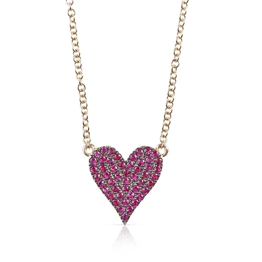 REVERSIBLE WHITE DIAMOND AND RED RUBY HEART NECKLACE