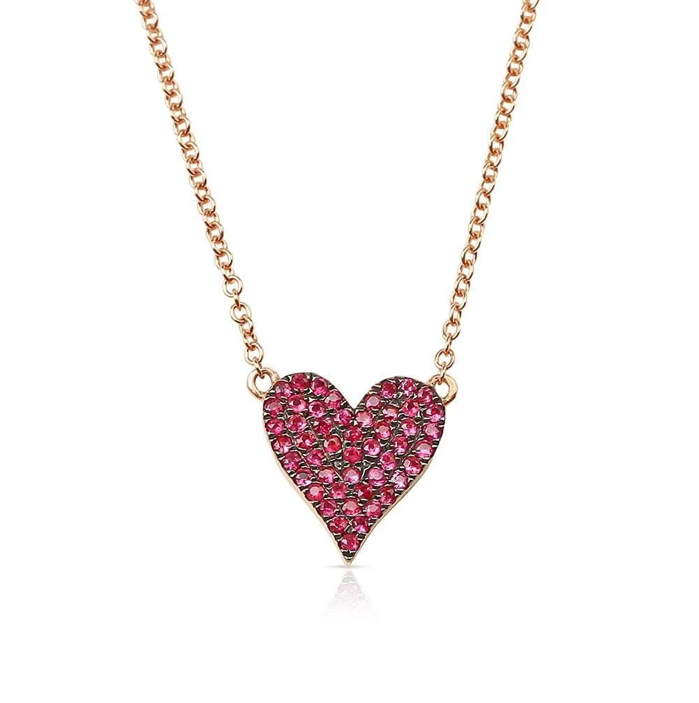 REVERSIBLE WHITE DIAMOND AND RED RUBY HEART NECKLACE