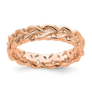 Rose Gold Over Sterling Silver Stackable Expressions Intertwined Hearts Ring