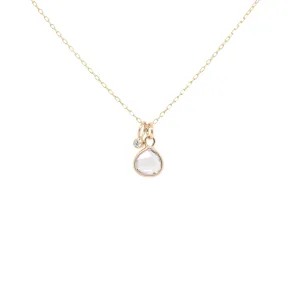 Rosecut Sapphire & Diamond Charm Necklace | 14k