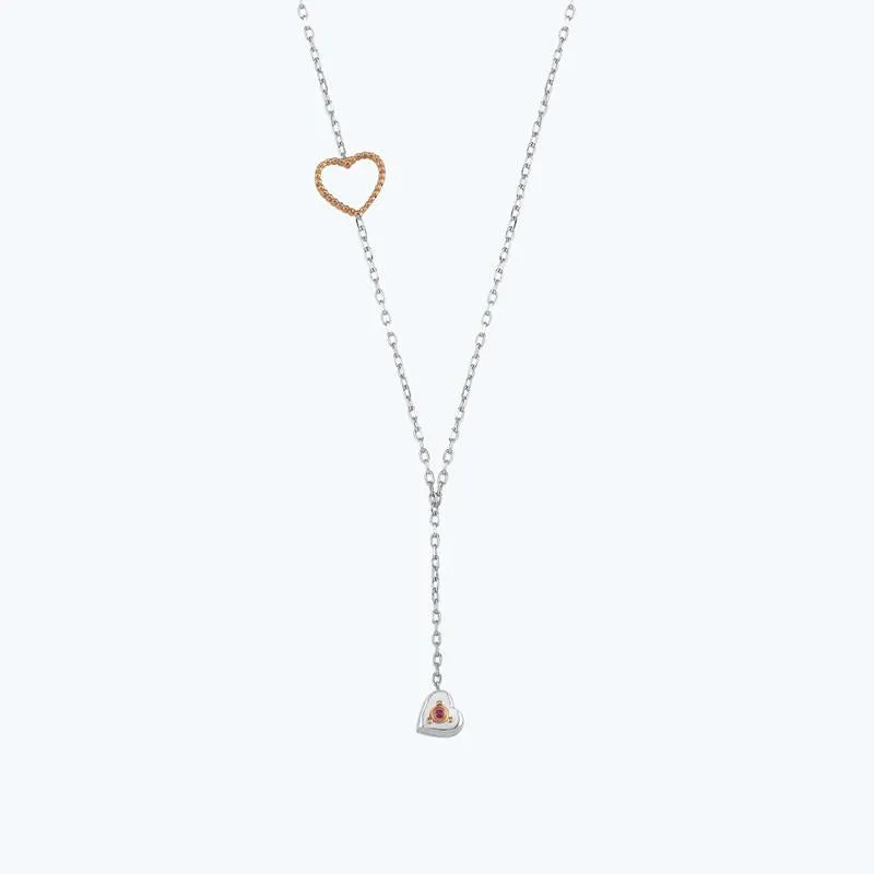 Silver Ruby Heart Necklace