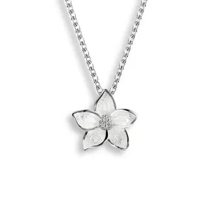Silver White Bridal Flower Necklace