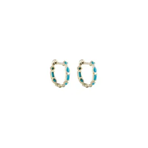Small Mixed Cut Turquoise Hoop Earrings - Gold - HP-MX-TUR-S Small Mixed Cut Turquoise Hoop Earrings - Gold - HP-MX-TUR-S