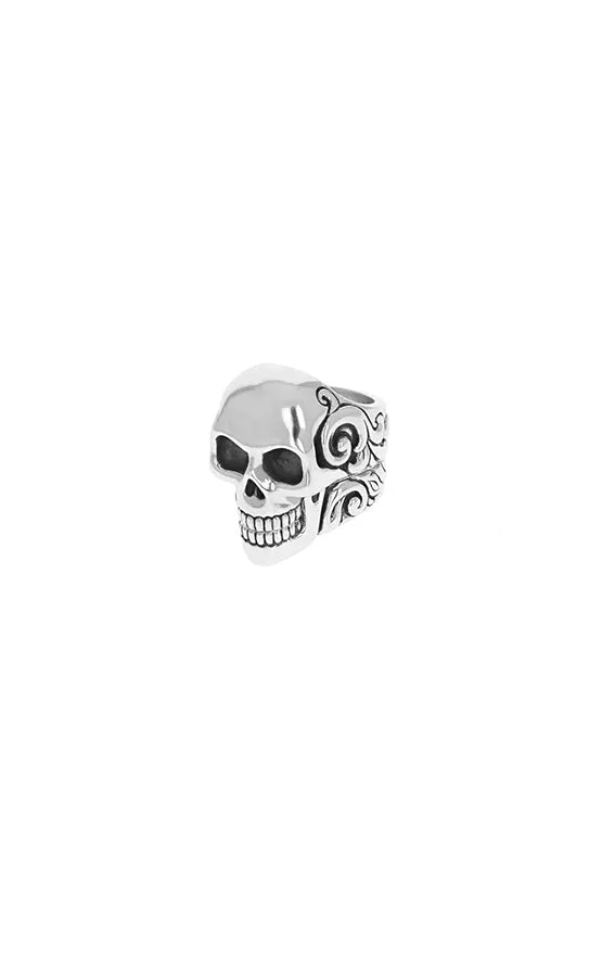 Stacked Skull Ring w/ Scroll Design