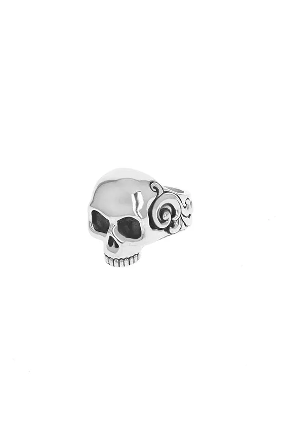 Stacked Skull Ring w/ Scroll Design