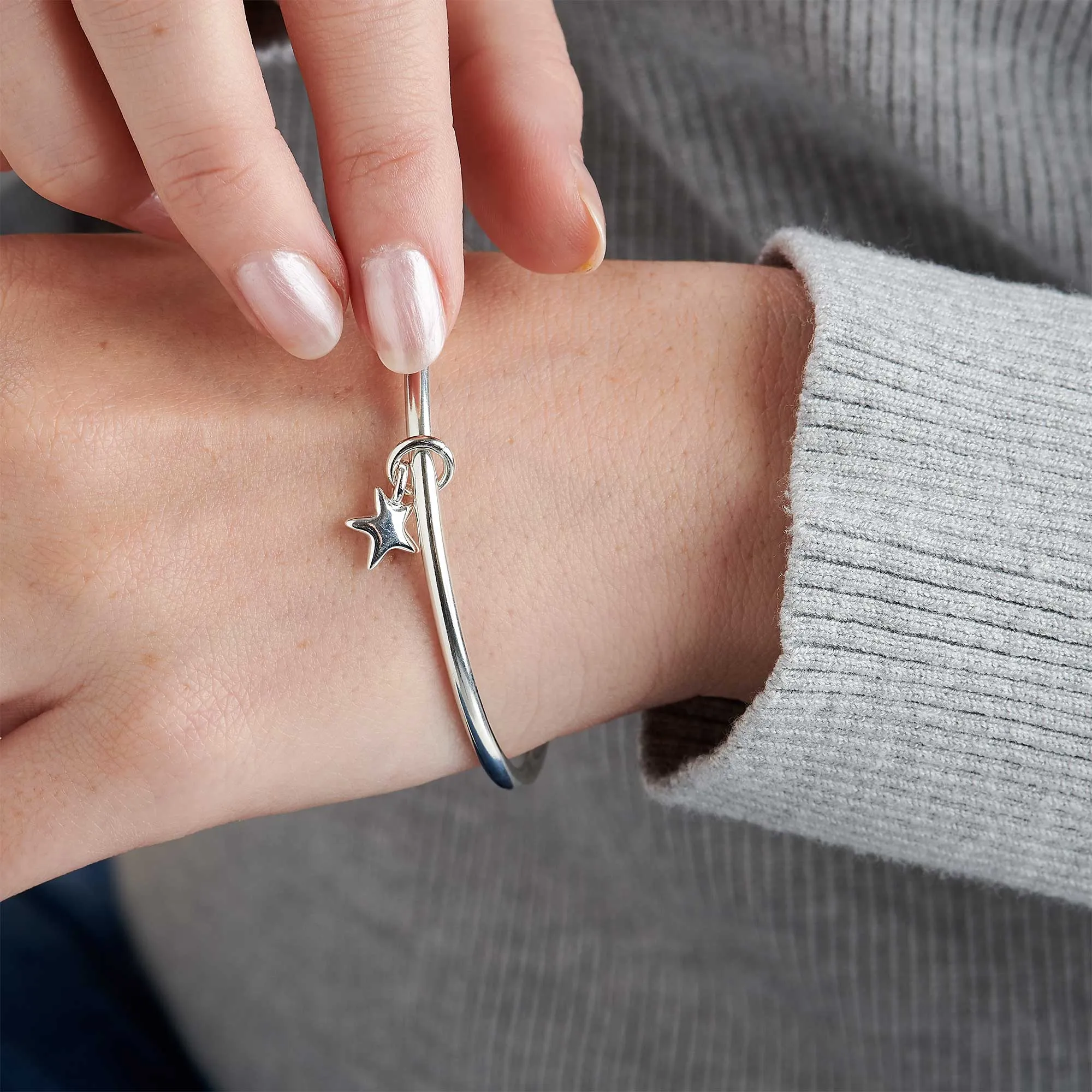 Stardust Silver Charm Bangle