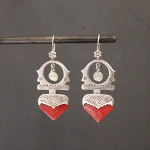 Sterling Silver and Bamboo Coral 'Tuareg' Earrings