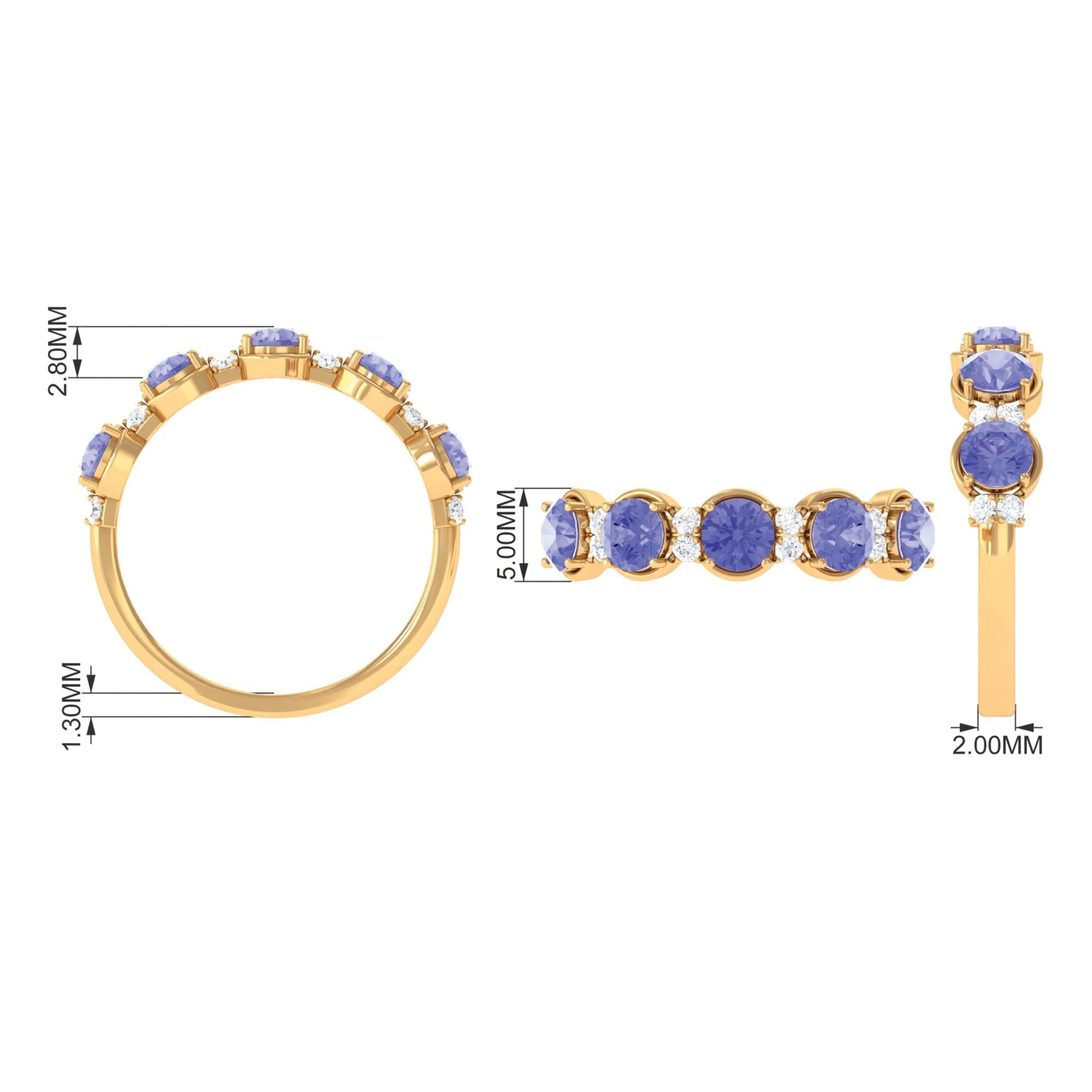 Tanzanite Wedding Half Eternity Ring