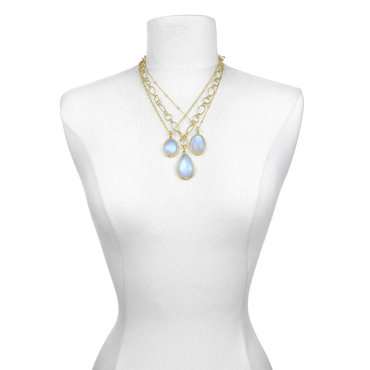 Teardrop Rainbow Moonstone Pendant Necklace