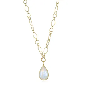 Teardrop Rainbow Moonstone Pendant Necklace