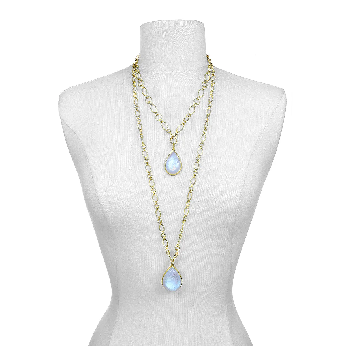 Teardrop Rainbow Moonstone Pendant Necklace