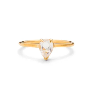 Teardrop Ring, White Topaz, Gold Teardrop Ring, White Topaz, Gold