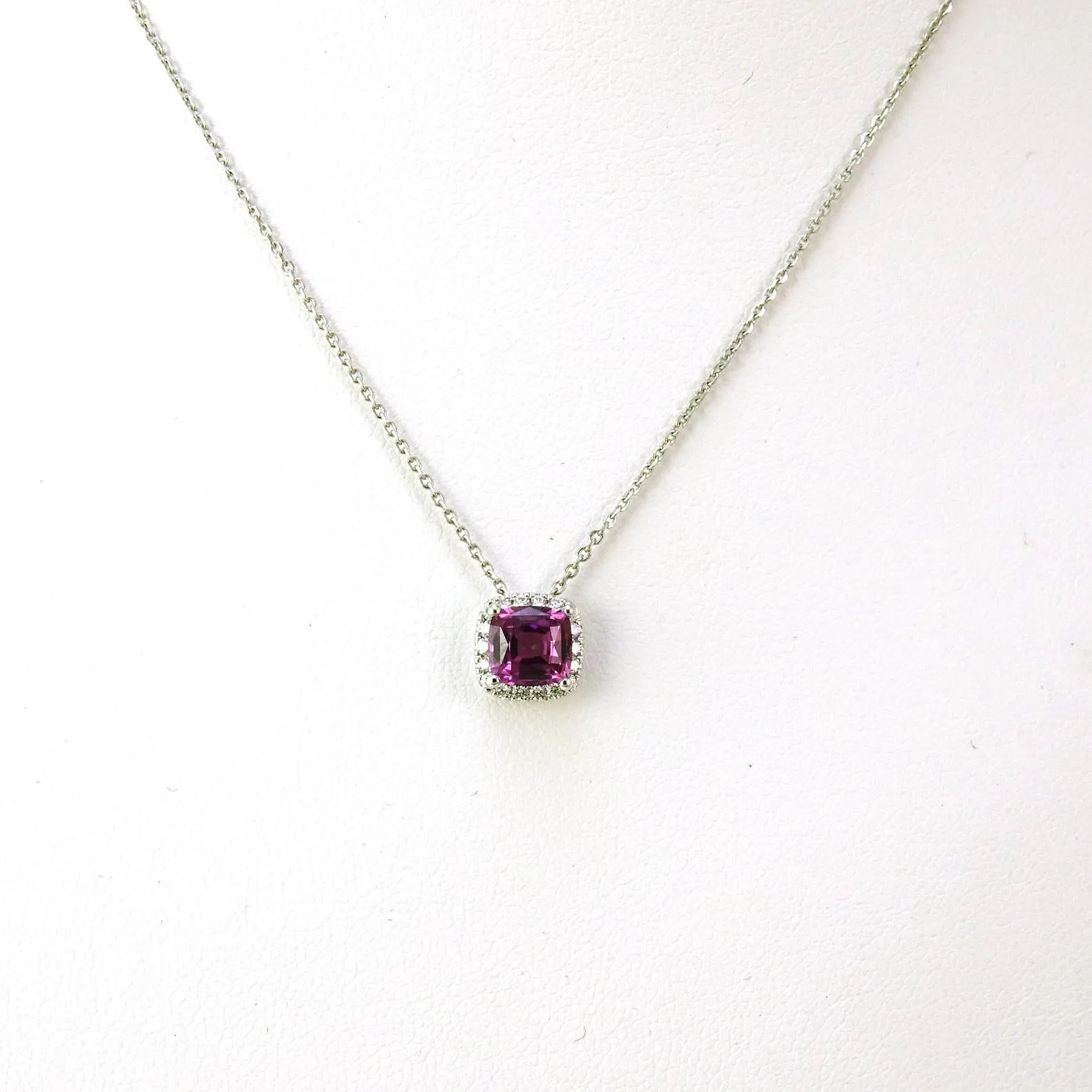 Vintage Antique 14k White Gold Purple Sapphire and Diamond Pendant